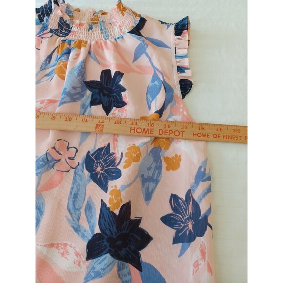 J. Crew pink floral mock neck sheer overlay blouse womens 4 feminine spring top - Picture 7 of 8